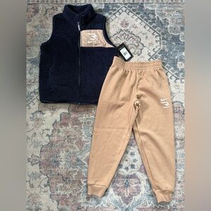 Nike boys size 8 Tan Joggers and vest set new
